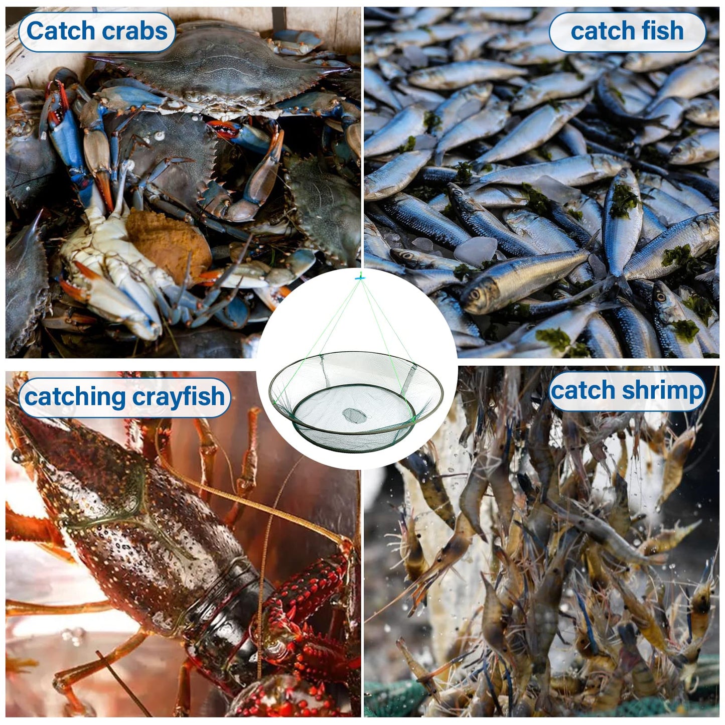 Crab Net,Crab Basket Crab Traps for Fishing,Portable Folded Fishing Net