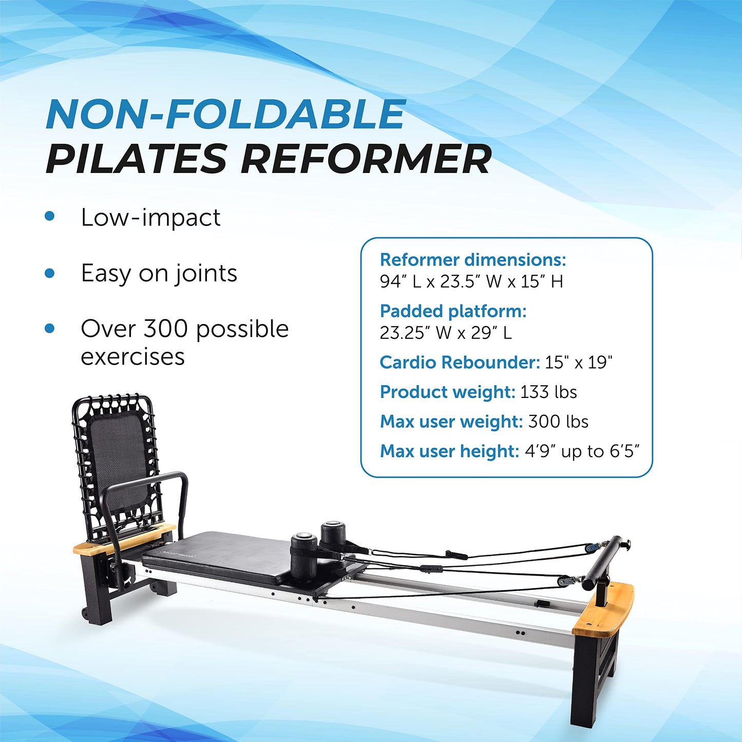 AeroPilates Pro Series Reformer 565 - Pilates Reformer Workout Machine for Home Gym - Up to 300 lbs Weight Capacity