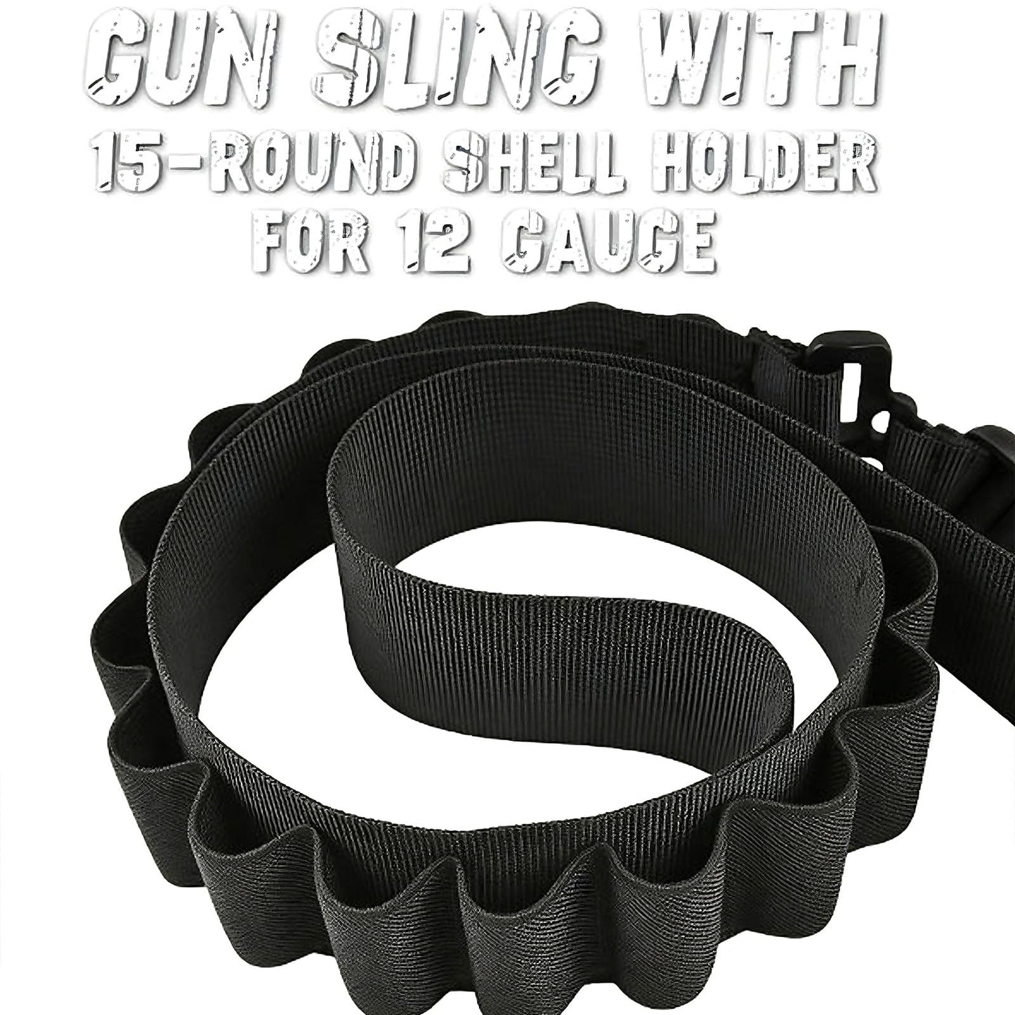 ELVO Shotgun Sling with Shell Holder, 15-Round Gun Sling for 12 Gauge