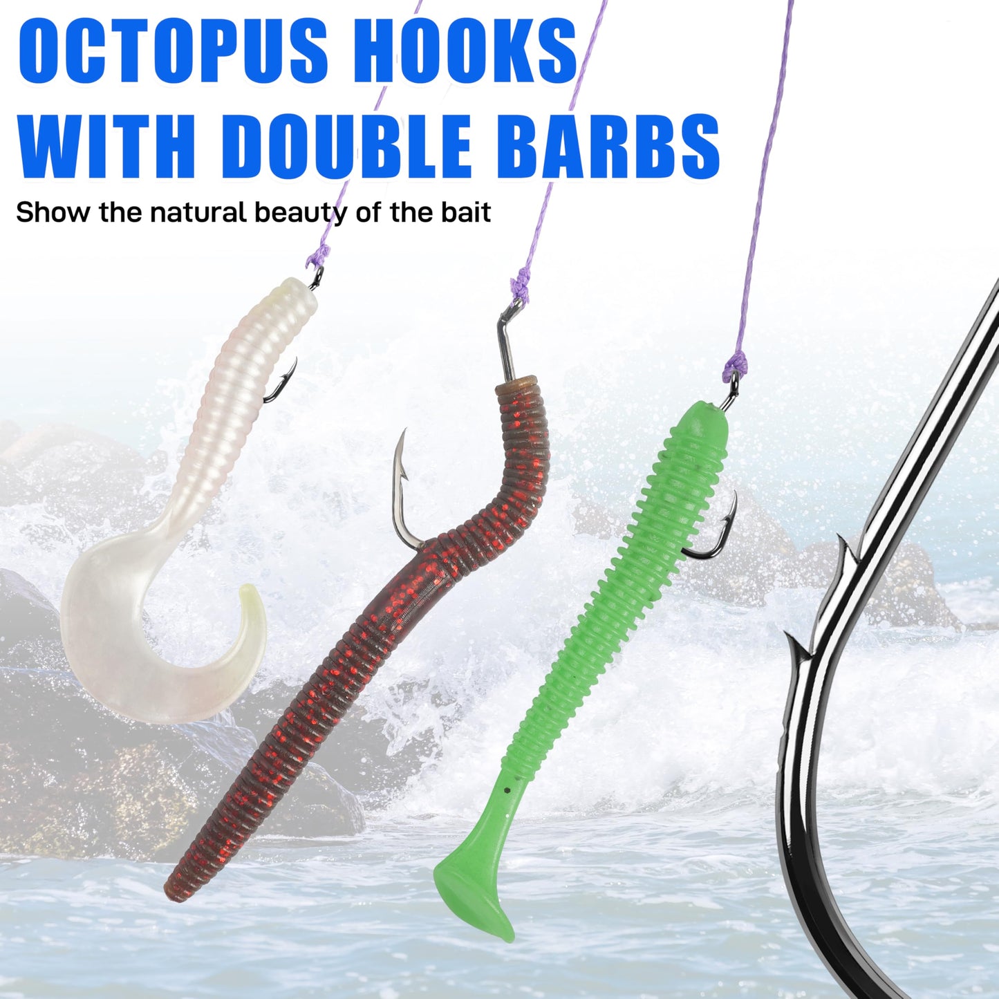 150pcs Octopus Baitholder Fishing Hooks, Double-Barb Shank Bait Holder Hook