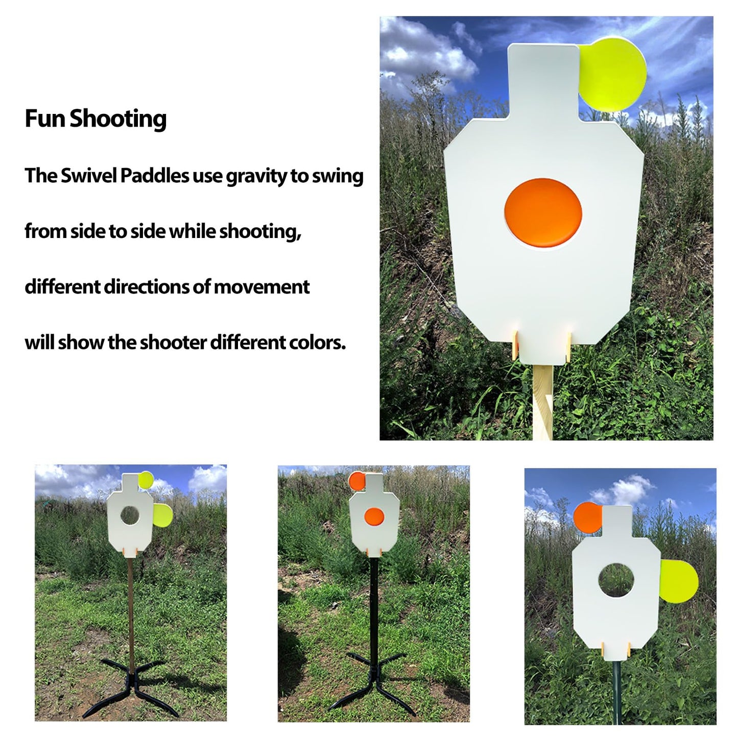 Highwild AR500 Steel Hostage Target 12" x 20" x 3/8" Armored Steel Bullseye Reactive IDPA Shooting Target with 2X4 T-Post Bracket