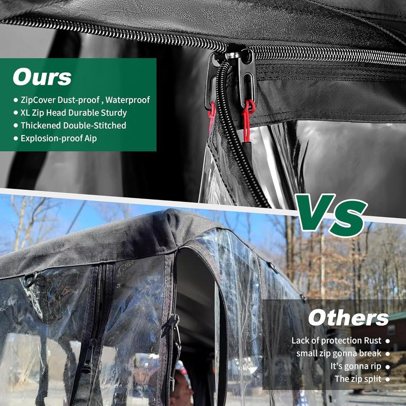 10L0L 2 Passenger Golf Cart Enclosure for Club Car DS & Precedent,Waterproof 600D Rain Cover,with Side Mirror Opening,Transparent Tail Light Panel,Foldable Door,Windshield,4-Sided Clear Windows