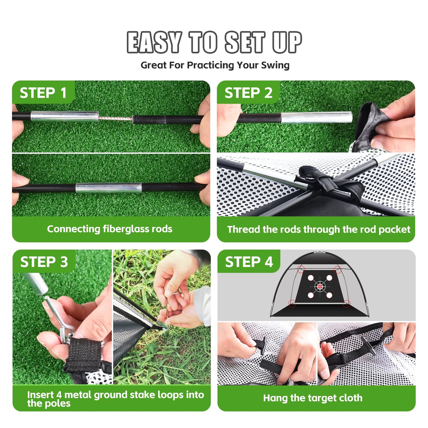 Golf Net Practice 10x7ft with Tri-Turf Mat & Real Balls Set Indoor Outdoor Golf Training Equipment for Backyard Driving Practice Enthusiast Gifts