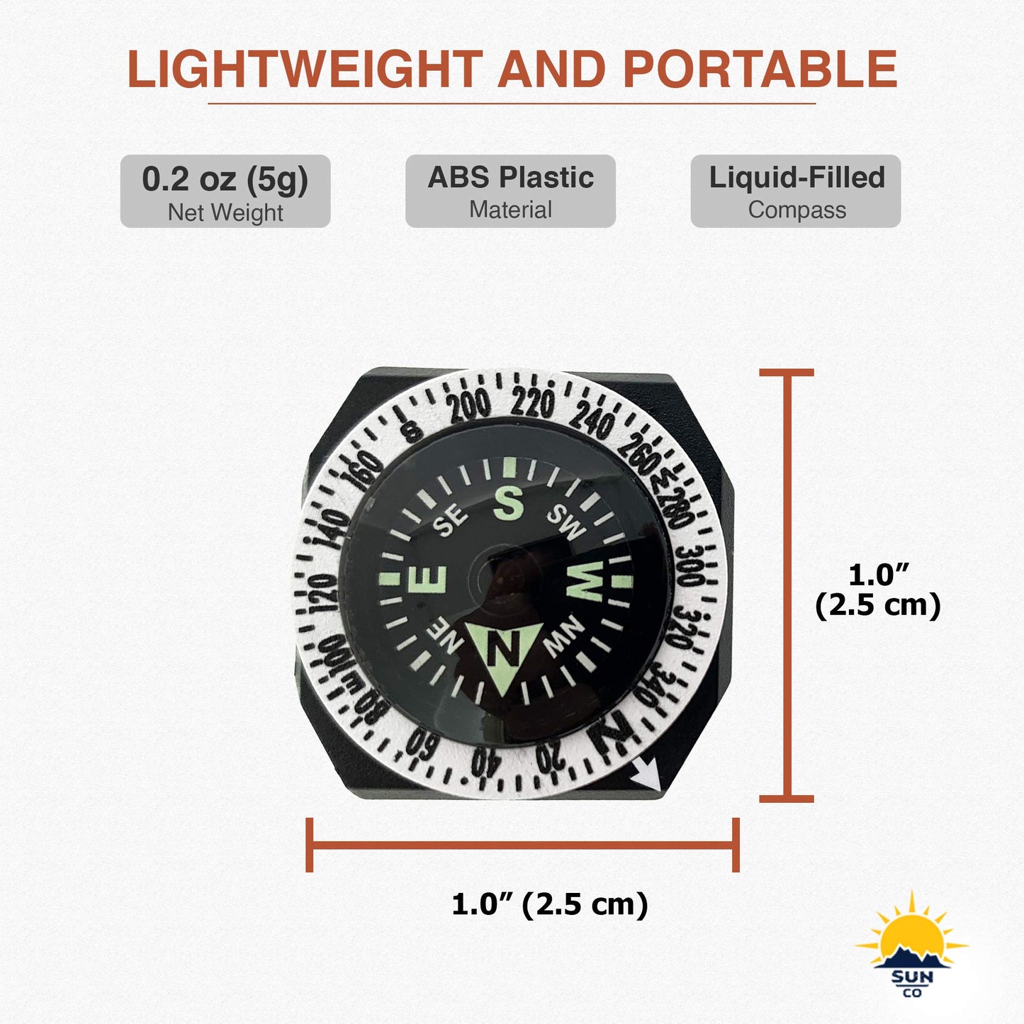 Sun Company GoCompass - Micro Orienteering Wrist Compass | Watch Band or Paracord Bracelet Compasses with Rotating Bezel