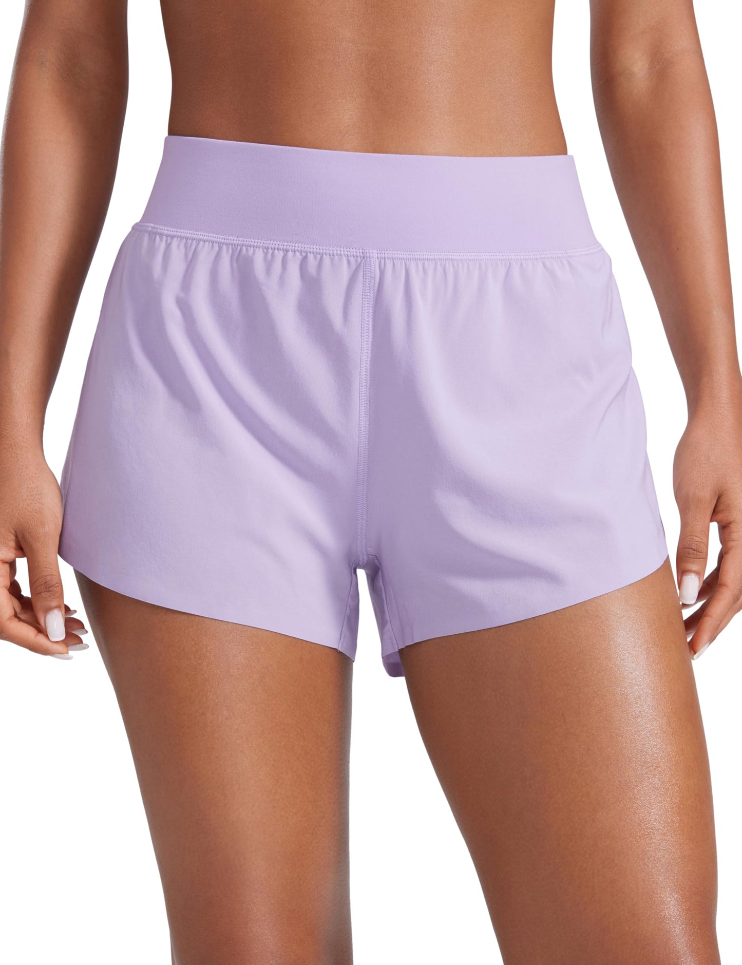 CRZ YOGA High Waisted Split Running Shorts for Women 3" - Comfy Mesh Liner for Workout Athletic GymTrack Quick Dry Lilac Air Large