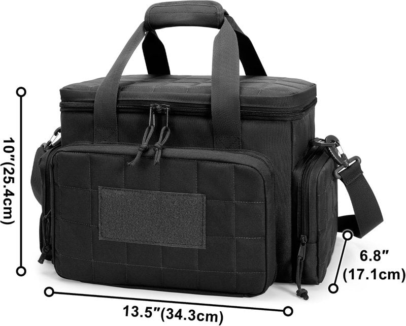 Gun Range Bag for 4 Handguns & Ammo - Tactical Pistol Case with 6 Magazine Slots | Padded Shoulder Strap, Durable Design