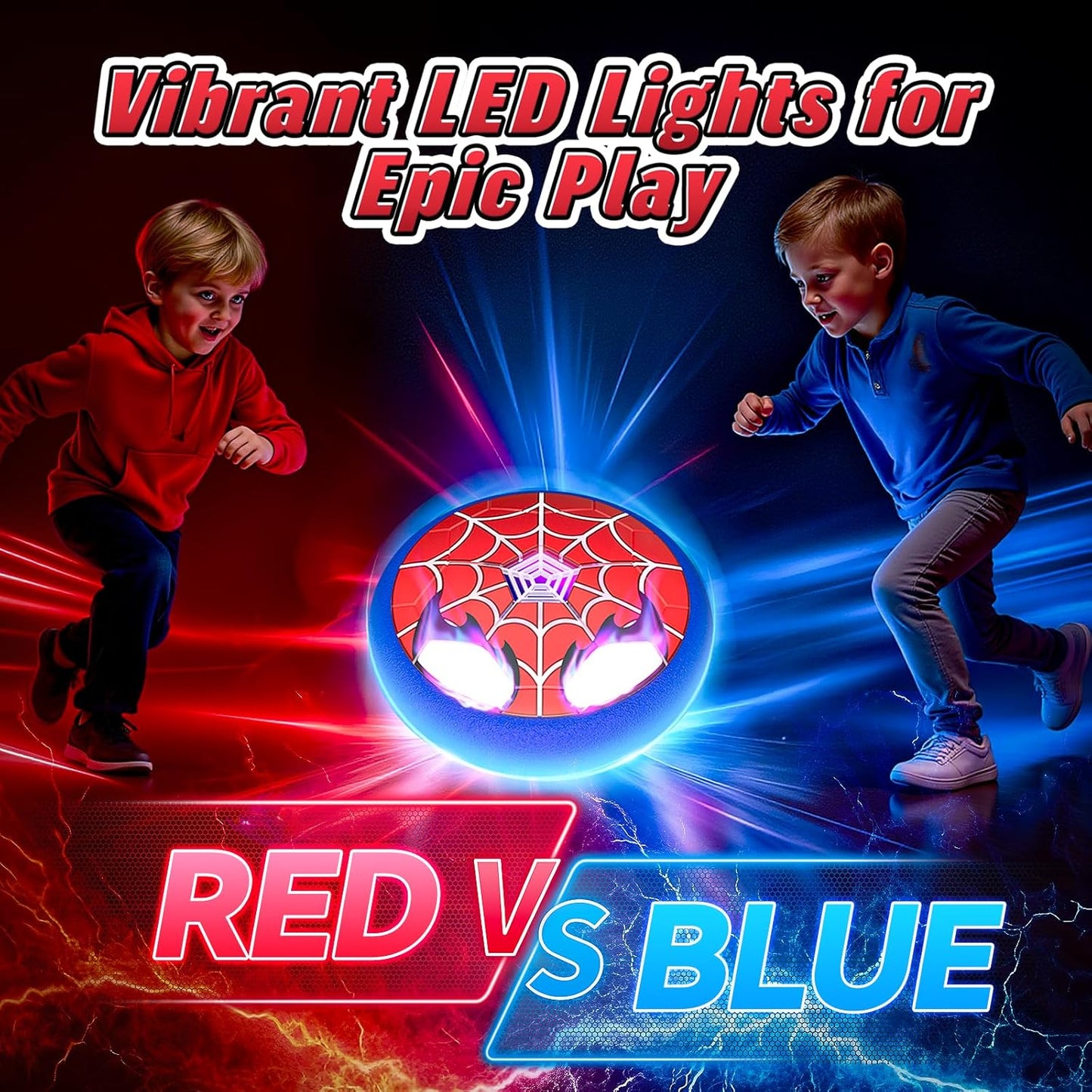 Light Up Hover Soccer Ball - Glowing Web Design & LED Eyes | Indoor Fun Toy for Kids Age 3-12