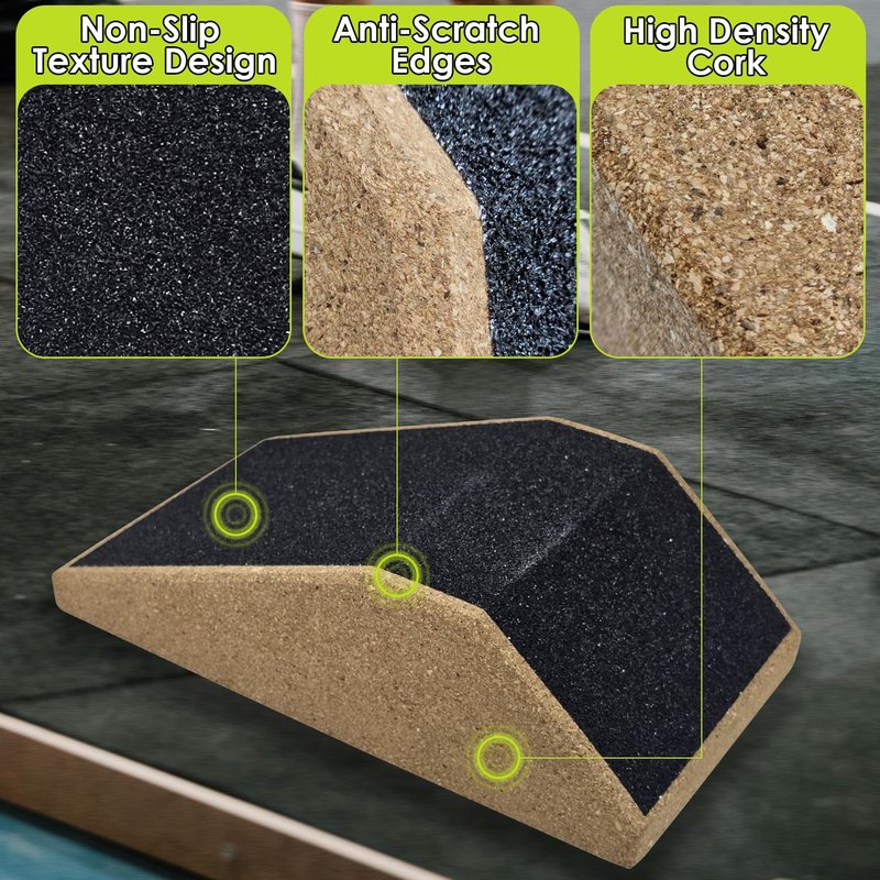 Socpuro 2Pcs Cork Squat Wedge Block, Non-Slip Slant Boards, Ramp Platform for Elevate Heels and Squat Support