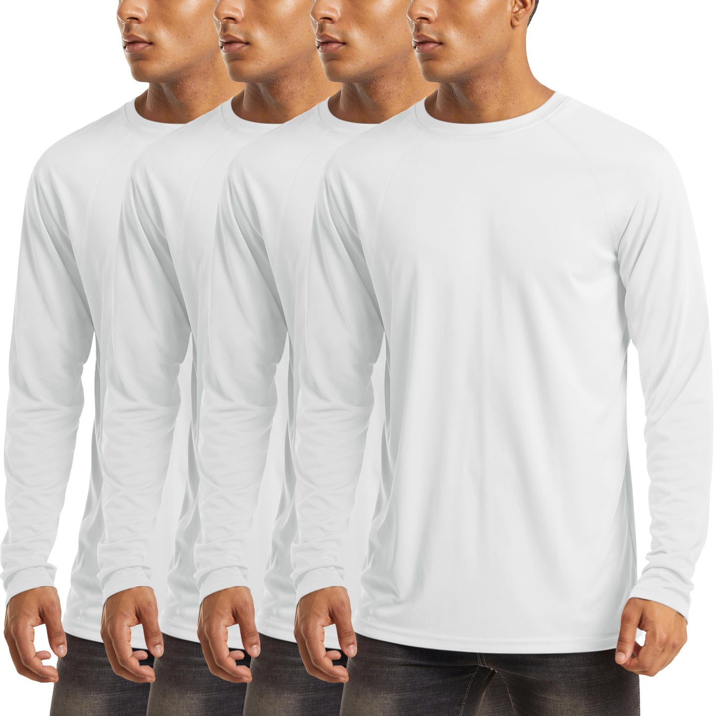 MAGCOMSEN 4 Pack Men's Sun Shirts Long Sleeve UPF 50+ T-Shirt for Athletic