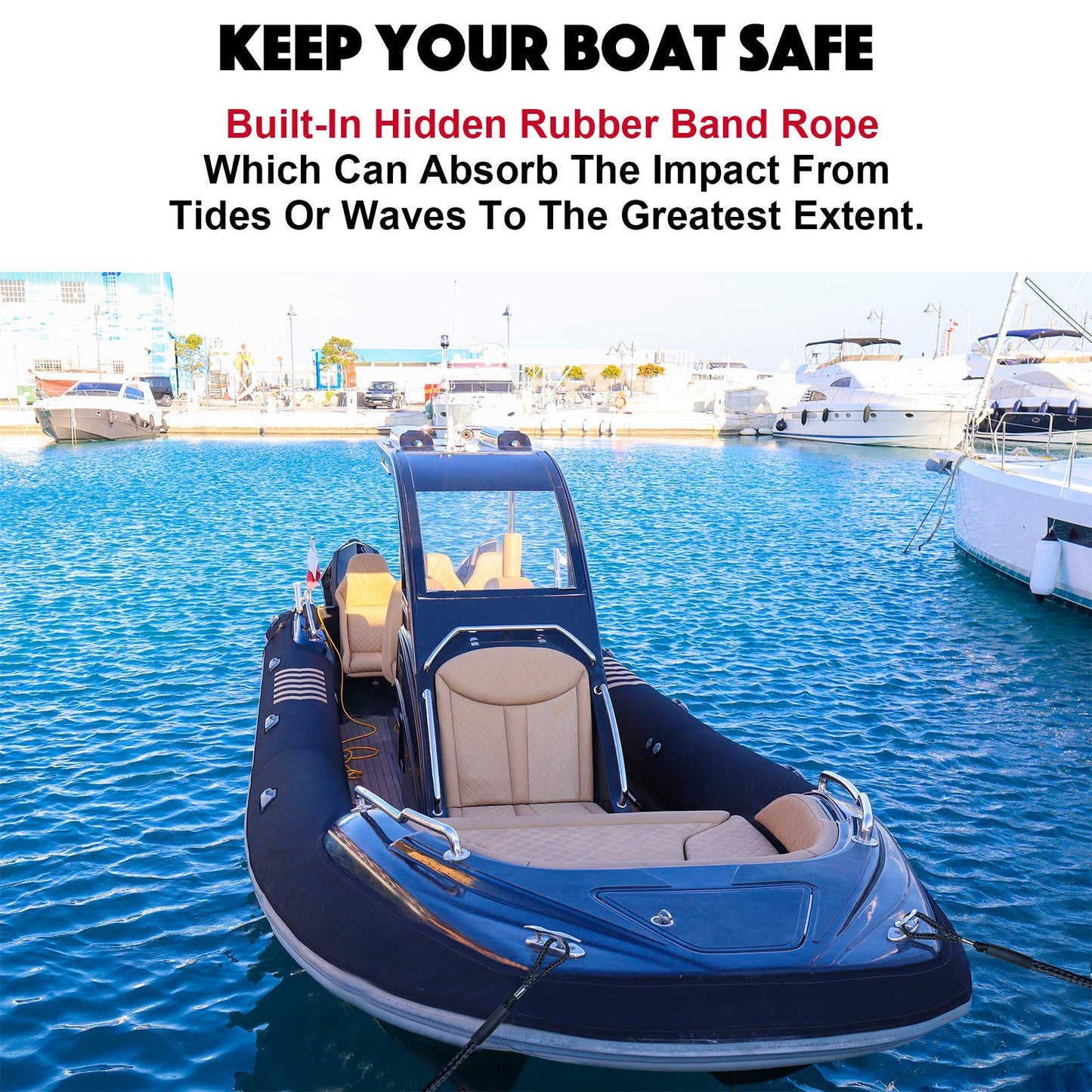 4 Feet Bungee Dock Line Mooring Rope 2-Pack for Docking with Stainless Steel Clip Accessories for Boats PWC, Built in Snubber, Kayak, Watercraft,SeaDoo,Jet Ski, Pontoon, Canoe, Power Boat
