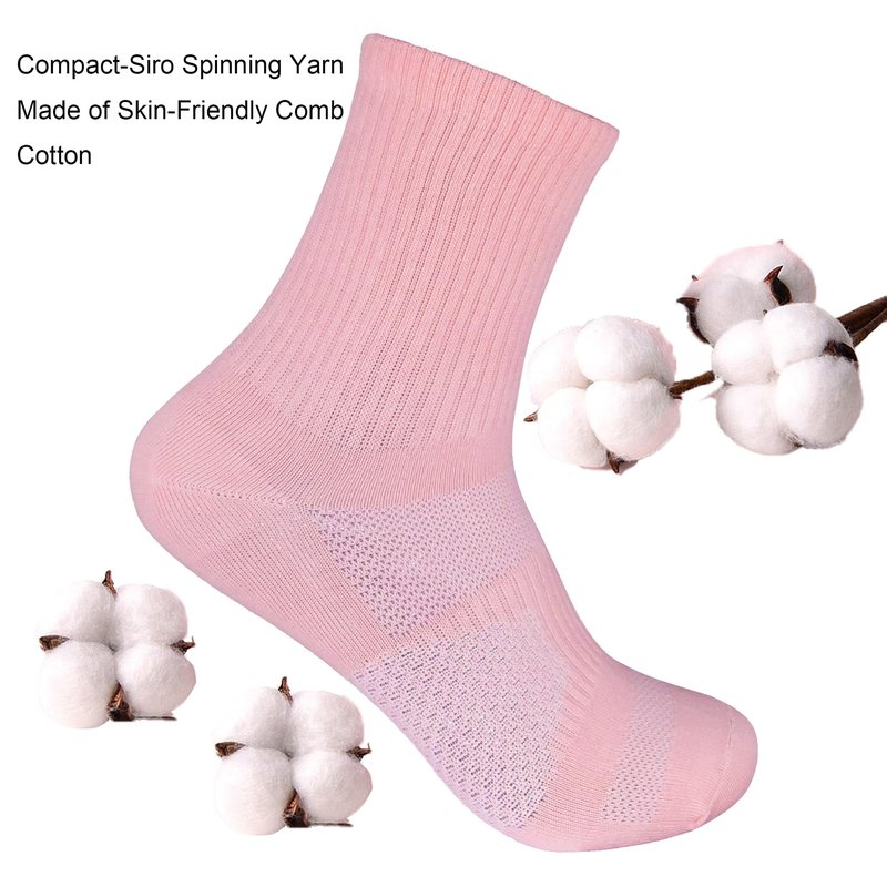 Pauboland Womens 6-Pack Peach Pink Anti Sweat Odor Resistant Stink Proof Compression Quarter Crew Cotton Athletic Running Hiking Socks, Size 6-10