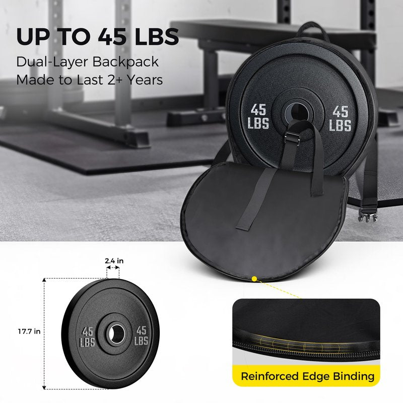 PACEARTH Weighted Strength Training Backpack – Adjustable Weight Plate Bag for Calisthenics, Pull-Ups, Squats & Core Workouts – Fits 17.7" Gym Plates – Metal Buckle Straps & Reinforced Stitching