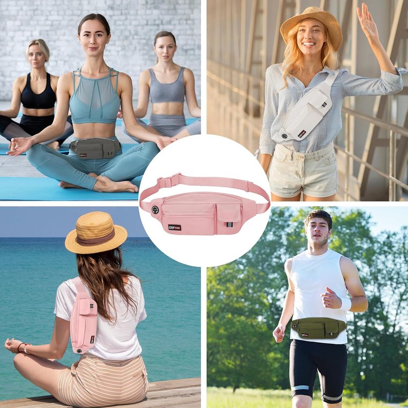 MAXTOP Fanny Packs for Women & Men - 5-Zipper Sling Bag for Jogging, Hiking & Casual Use | Fits All Phones