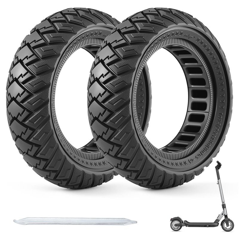 10x3 Scooter Tire, 2pcs 255 * 80 Solid Off-road Scooter Tires, Replacement Wheel Compatible with Zero 10X/ Vsett 10+/ Kugoo M4& M4 Pro/Techlife X7& X7s& X8& X8s/Motus PRO 10/ Joyor Y6S& S10S
