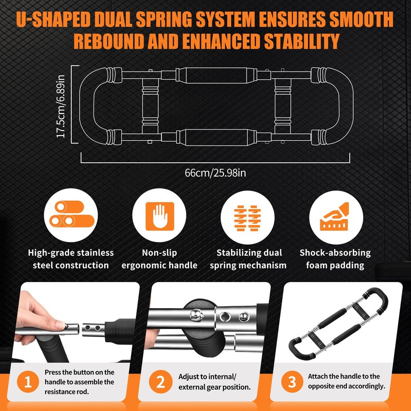 Twister Arm Trainer for Men with Chest Workout Equipment | Multi-Functional Advanced Challenges (60-90-120LBS, Adjustable Double Steel Spring Home Gym Fitness, Enhance Upper Body Muscle Strength