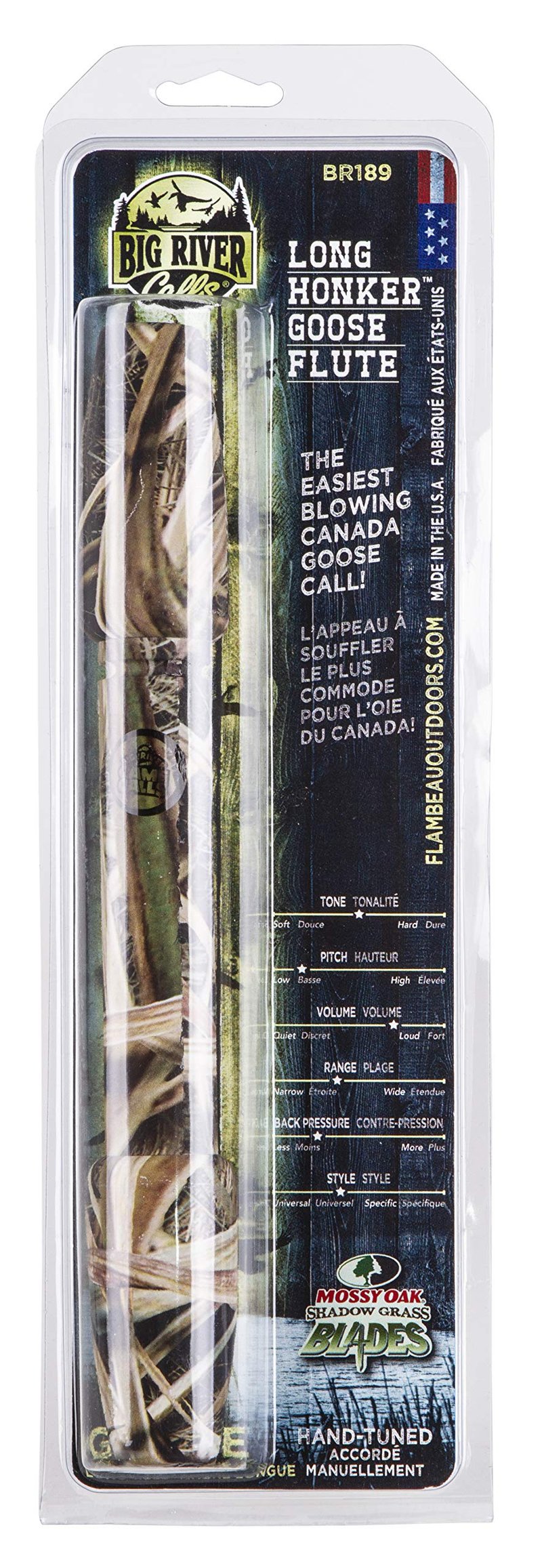 Flambeau Outdoors BR189 Big River Calls Long Honker Goose Flute, Waterfowl Call - Mossy Oak Shadow Grass Color