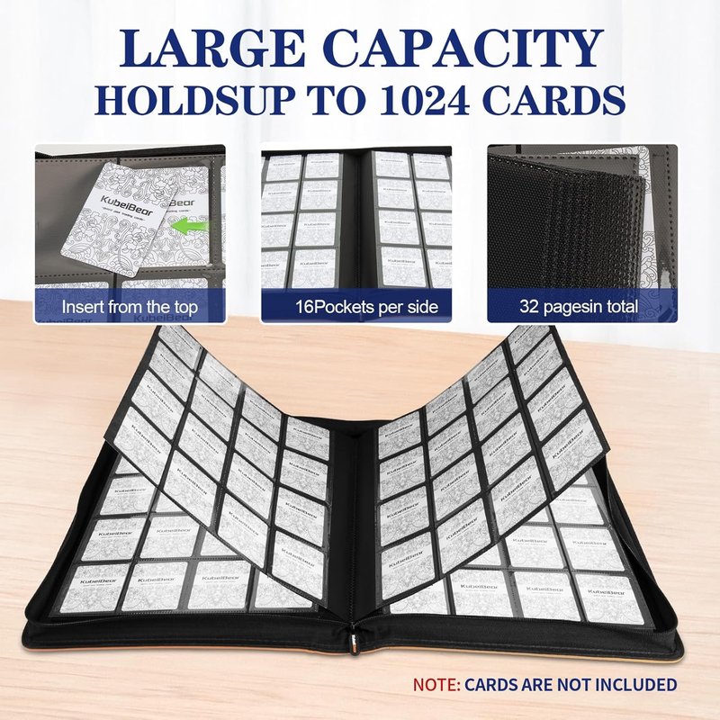 Card Binder - 1024 Capacity Zippered Trading Card Holder | Acid-Free, Durable Storage for MTG & Sports Cards (Green Dots, 16 Pocket)