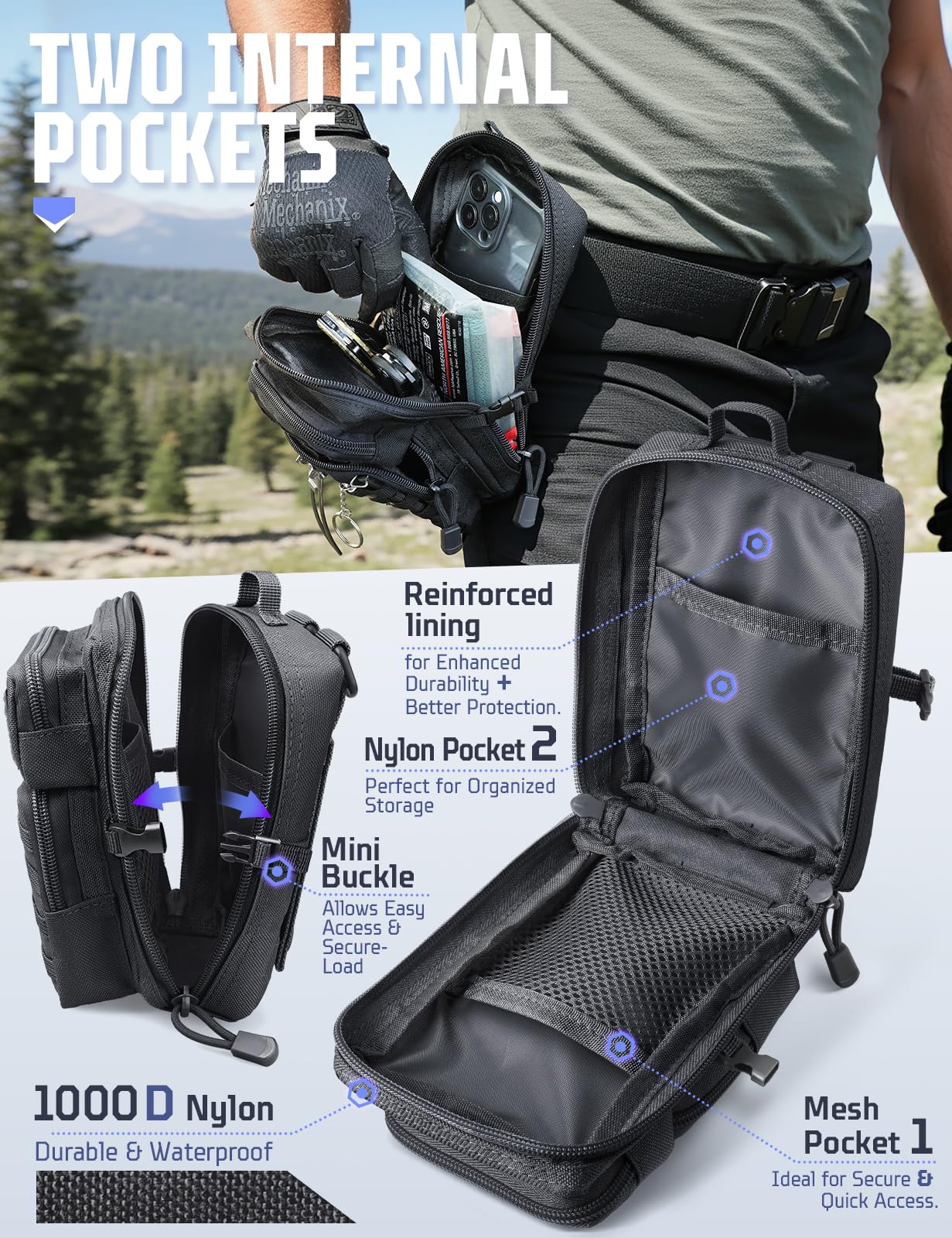 LIVANS EDC Pouch, Small Tool Bag for Molle Accessories & Tactical Belt