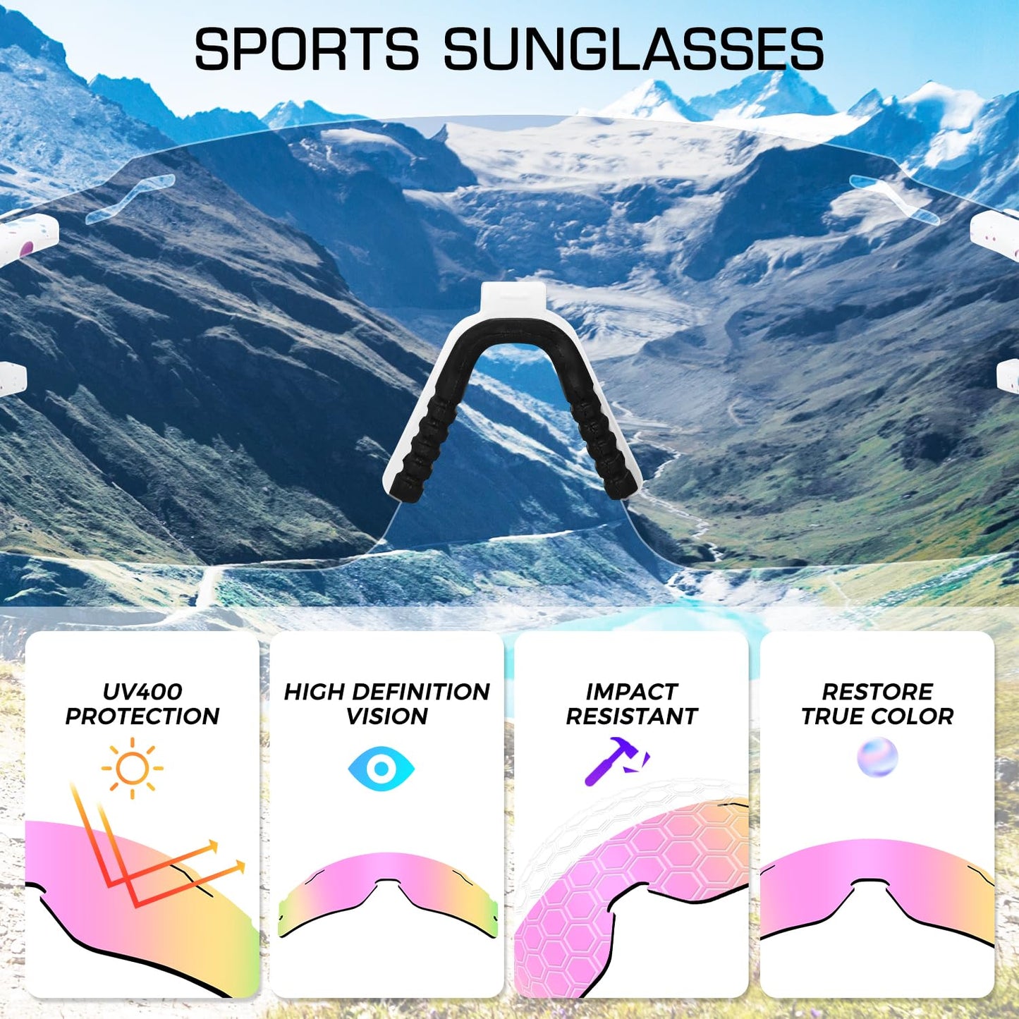 SPOSUNE Youth Baseball Sunglasses 3PACK Kids Sunglasses for 6-16 Boys Girls UV400 Protection Softball Cycling Glasses