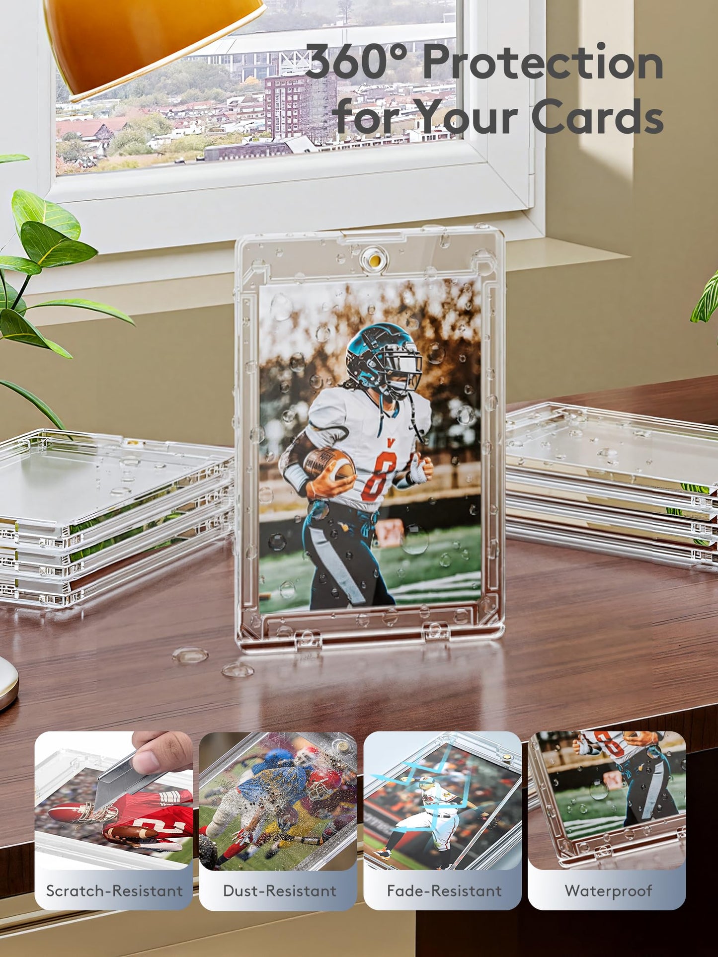 Magnetic Card Holder, Super Thin Premium 35pt One Card Holder Touch Card Protectors Hard Plastic Mag Case for Sports, Baseball, and Collectible Trading Cards (100)
