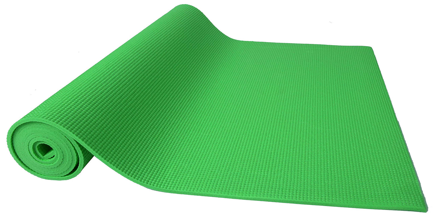 Signature Fitness All-Purpose 1/4-Inch High Density Anti-Tear Exercise Yoga Mat with Carrying Strap, Green