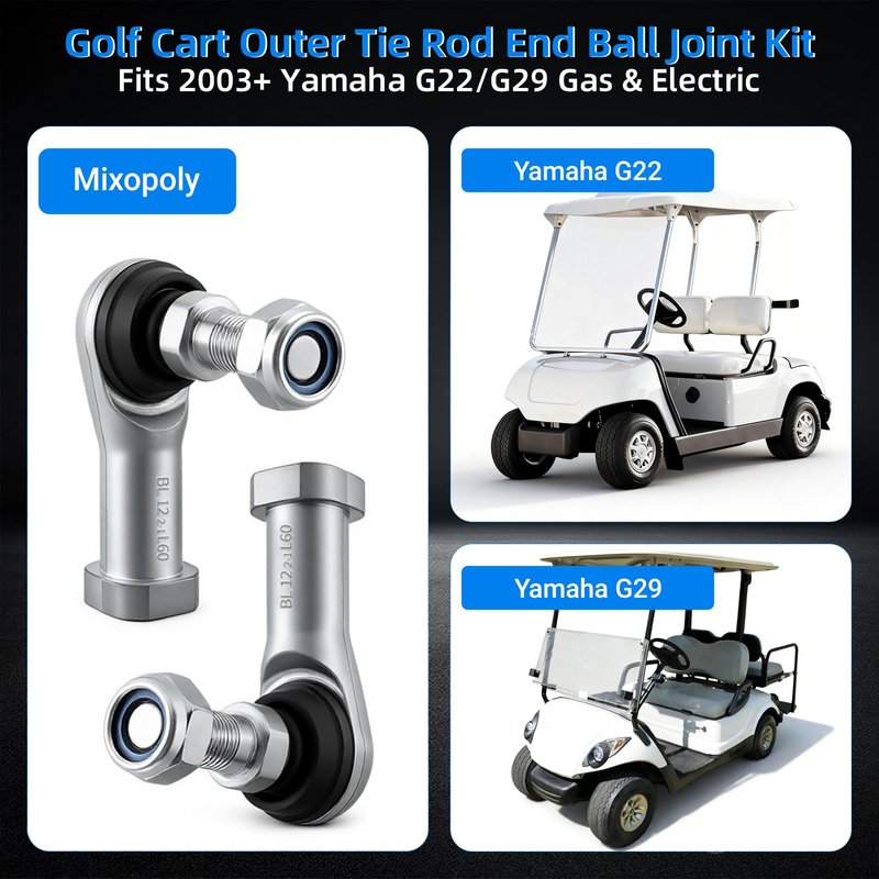 Mixopoly 2 Pack Golf Cart Ball Joint Outer Tie Rod End for Yamaha G22, G27, G29 Drive Gas and Electric Golf Cart 2003-Up, Replaces OEM JU0-F3841-00 JU0-23841-00