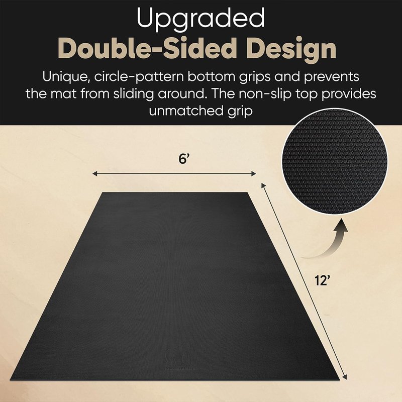 Gorilla Mats Large Yoga Mat - Extra Thick Non-Slip 6'x4' & 7'x5' Workout Mat | Ultra Comfortable Home Gym Flooring