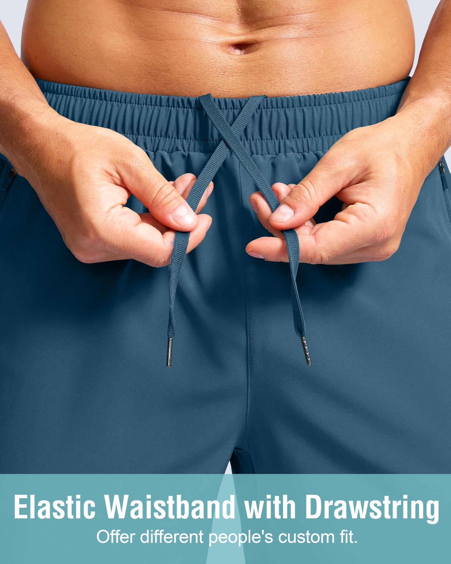 G Gradual Men's Athletic Running Shorts with Zipper Pockets Quick Dry 7"/ 5"/ 9" Workout Gym Shorts for Basketball Hiking(Dusty Blue,9XL)