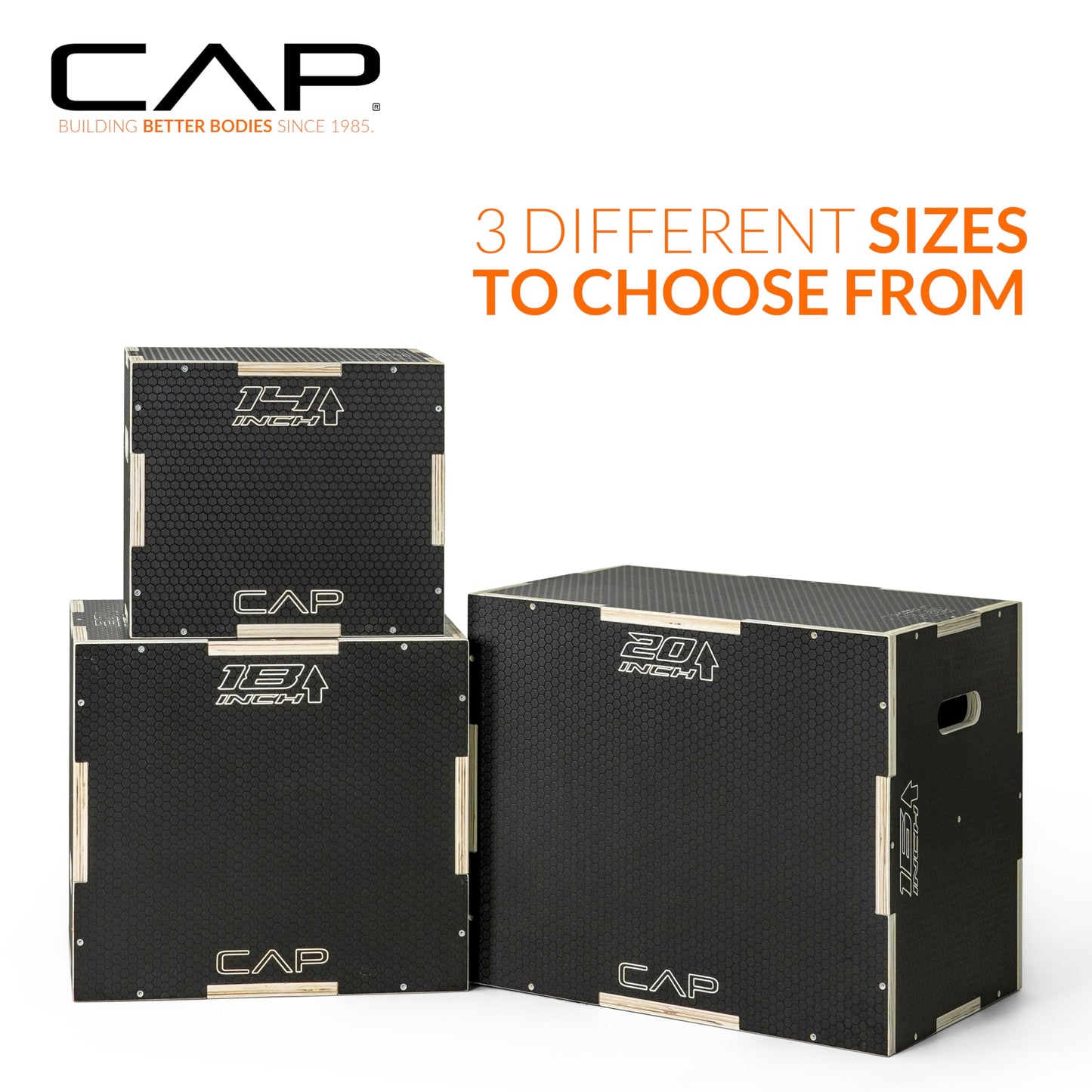 CAP Barbell 3-in-1 Rubber Textured Plyometric Box 24in x 20in x 16 in