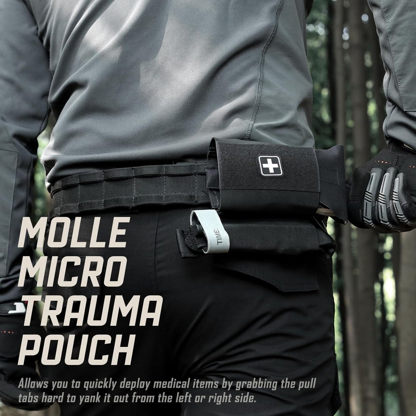 LIVANS Tactical First Aid Micro Trauma Pouch - Small EDC Medical Bag with Tourniquet for Duty Belt | Hunting & Survival Gear