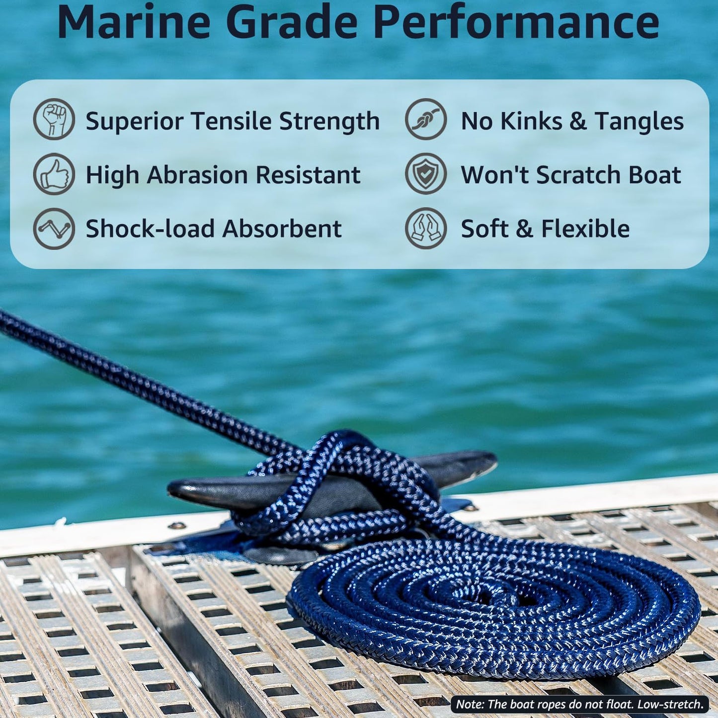 PACTHSD 3/8" x 10' Boat Fender Lines (4-Pack) - Double Braided Nylon Dock Lines for Boats - Marine Grade Fender Ropes with 6" Eye Loop - Soft, Durable Boat Accessories for Pontoon and Small Boats