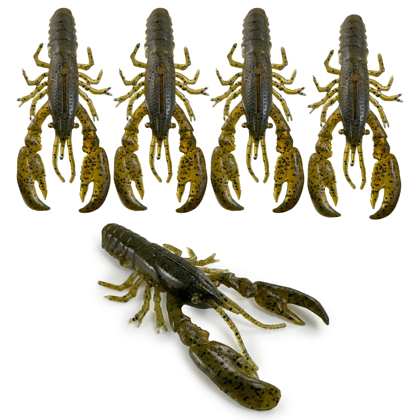 Headbanger RawCraw 4 Pieces Soft Plastic Craw Bait for Bass Fishing – Floating TPE Craw with Kicking Claws – Durable Jig Trailer & Creature Bait for Texas Rig