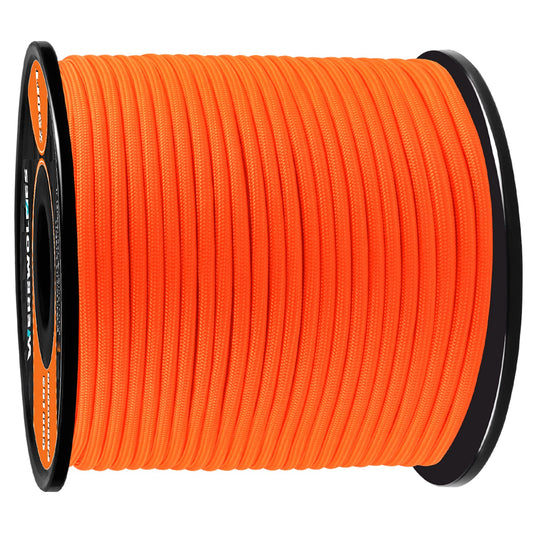 650lb Paracord/Parachute Cord - 9 Strand Paracord Rope - 100', 200' Spools of Parachute Cord, Type III Paracord for Camping, Hiking and Survival (Neon (Safety) Orange, 100 Feet)