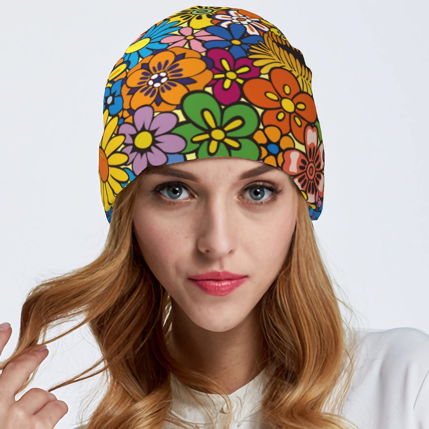 Colorful Trippy Mandala Beanie Hat Slouchy Beanies Cap Stretch Scarf Head Wrap Winter Knit Soft Hats for Men Women