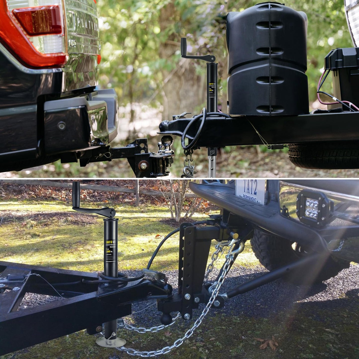 GARTOWEE 5000 lbs A-Frame Trailer Jack, 15" Vertical Travel with Adjustable Drop Leg, Heavy Duty top Wind Trailer Jack for Utility, Yacht, and Camper Trailers