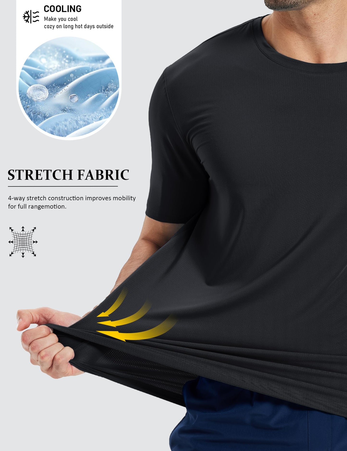 MAGCOMSEN Mens Workout Shirts Dry Fit Short Sleeve Shirt Athletic Running Gym Tshirt Cooling Performance Crew Neck T-Shirt Black XL