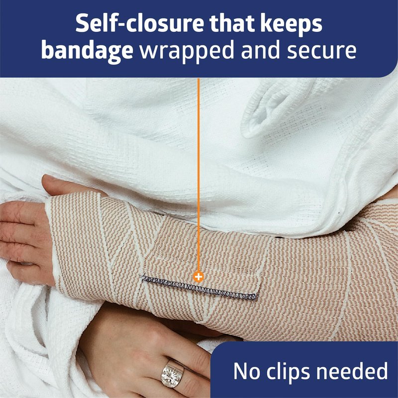 Medline Matrix Wrap Elastic Bandage with Hook and Loop Closure, Non-Sterile, 4" x 5 yd, White/Beige (Pack of 10)
