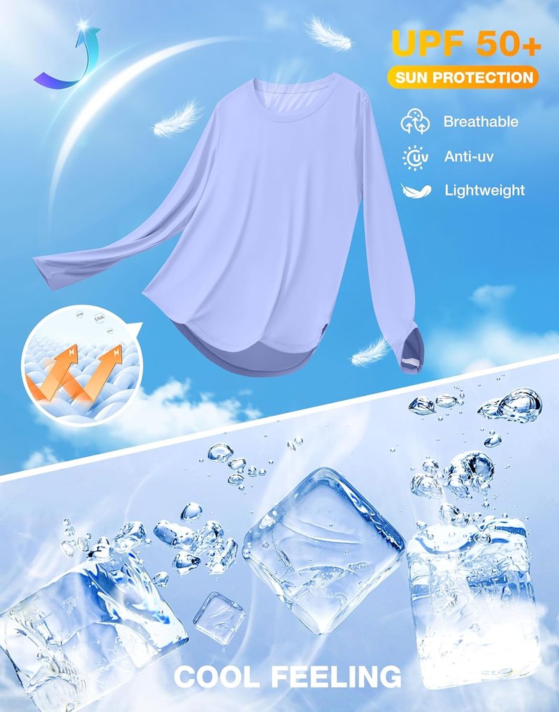 UPF 50+ Women's Sun Protection Shirt - Lightweight Long Sleeve Rash Guard for Hiking & Workouts