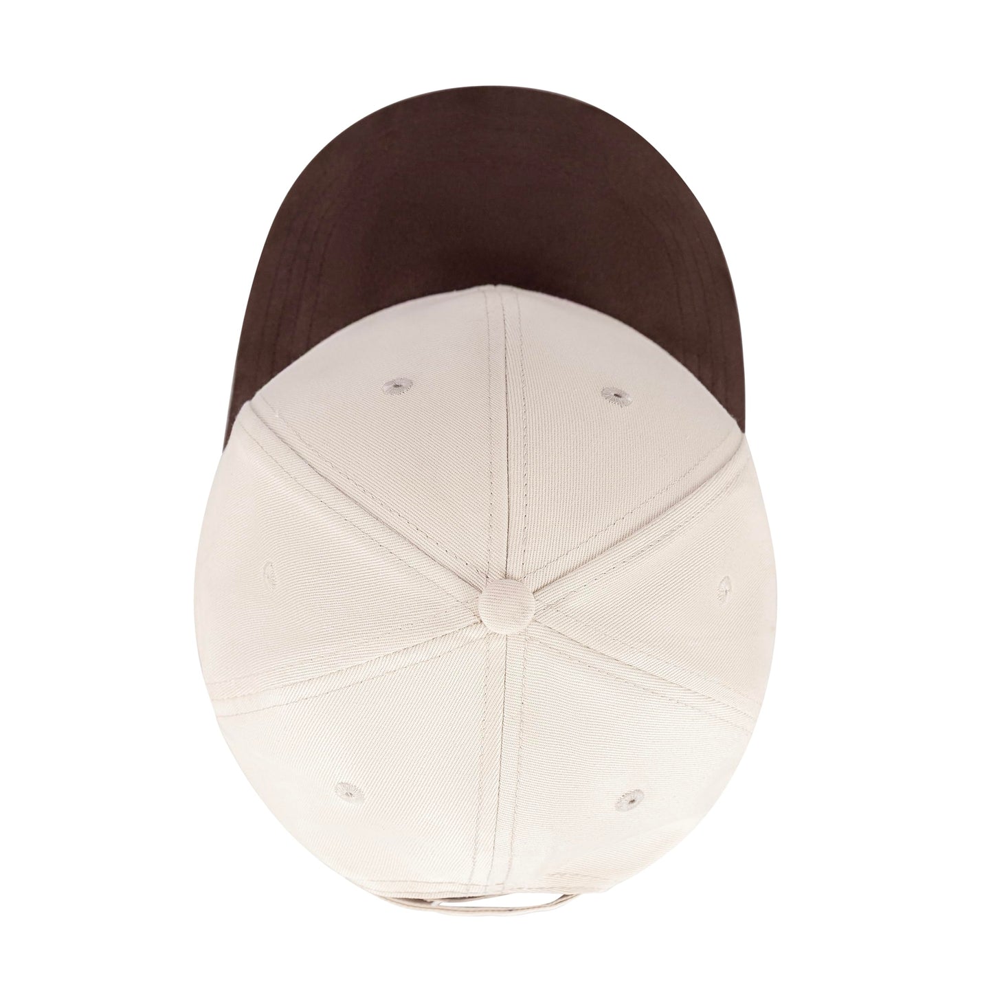 Mens Cap, Plain Baseball Cap, 100% Cotton, Adjustable Size, Casual Hat, Two Tone Color Combinations (White & Brown)