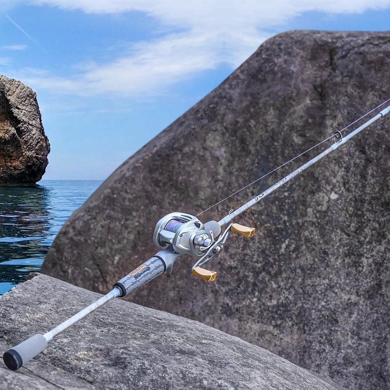 Sougayilang Fishing Pole - IM6 Graphite Spinning & Casting Rod | Two-Piece Design, SuperPolymer Handle for Bass Fishing