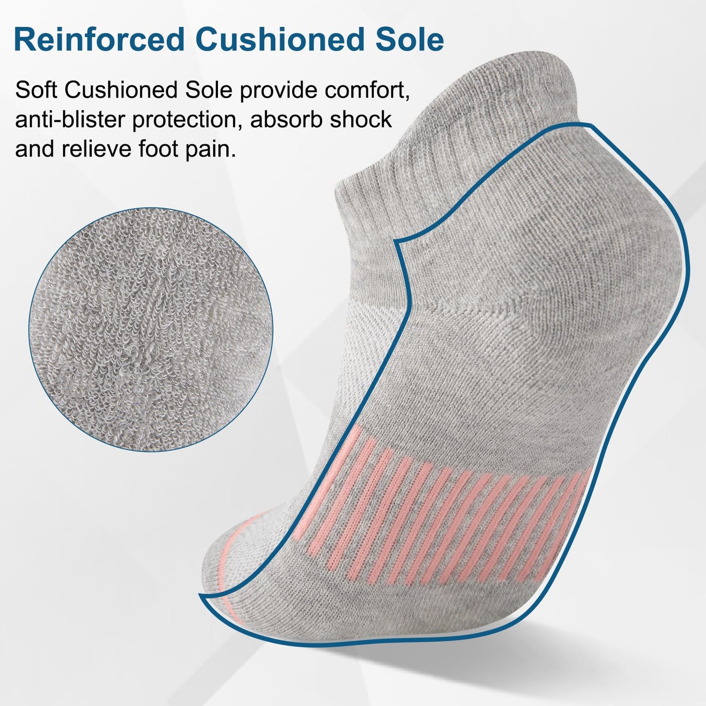 Heatuff 7 Pairs Womens Ankle Socks Athletic Cushioned Anti-Blister Running Low Cut Socks with Tab