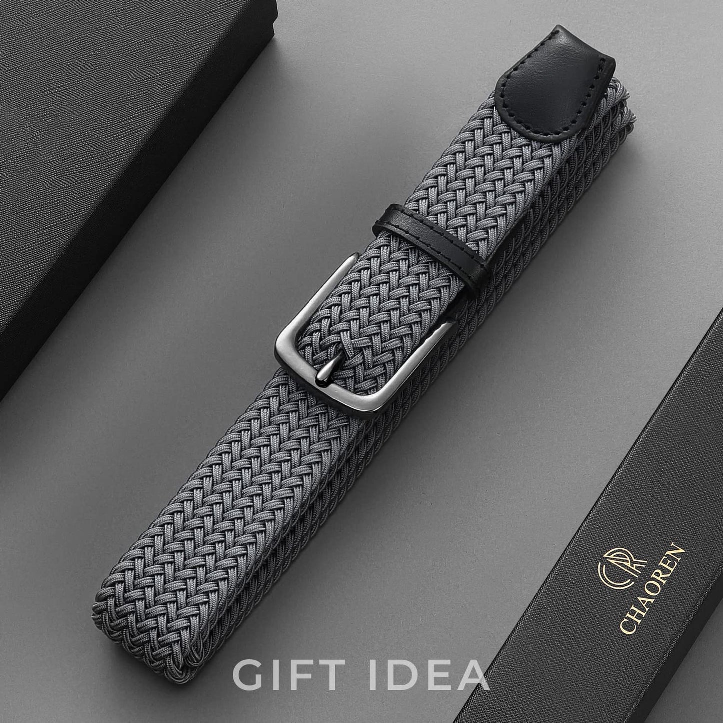 CHAOREN Mens belt - Braided Stretch Golf Belt for Men 1 3/8"- Gift for Golf Pants Casual Shorts Jeans