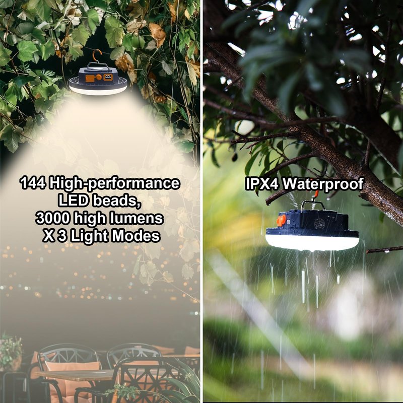 10000mAh 4000LM Rechargeable Camping Light , 7200K Hanging Camping Lantern Waterproof Tent Lights with Portable Bag and Voice Control(Offline),Best Gift for Parents Dad Mom Friends Christmas (30W)