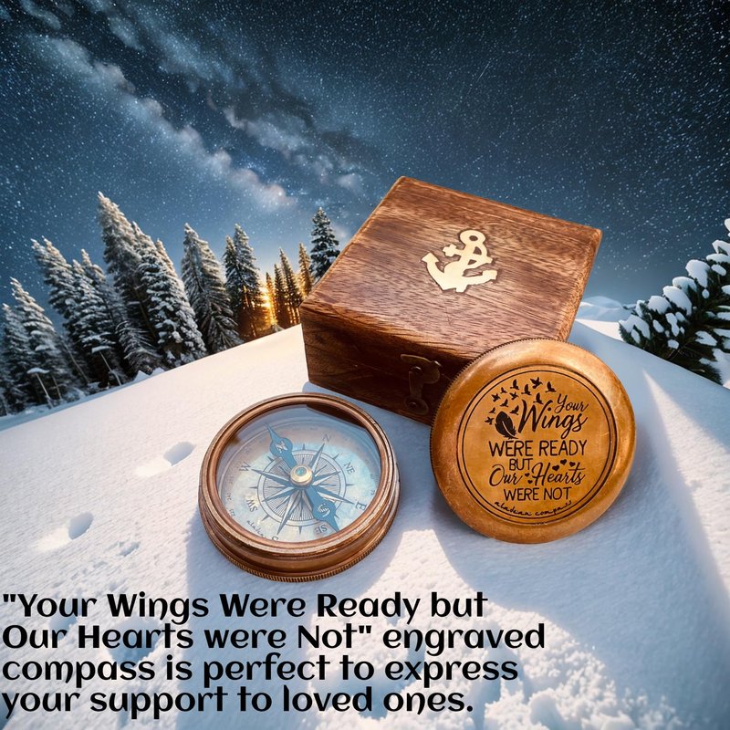 Memorial Gift for Condolence | Bereavement Sympathy Gift in Loving Memory of - Loss of Mother Father Son Daughter Loved One Grief - Remembrance Keepsake Gift Engraved Compass