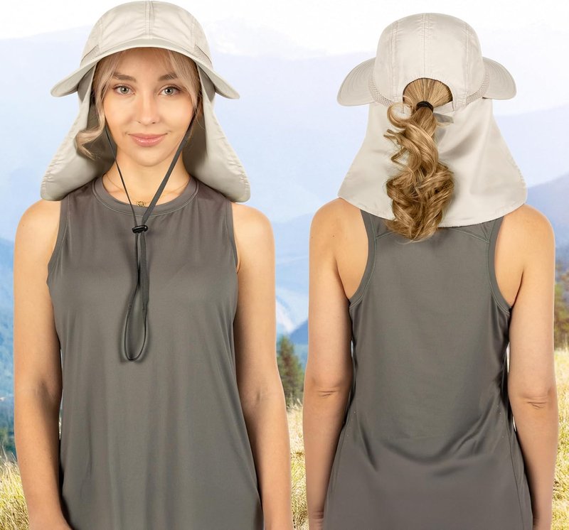 Women's Sun Hat UPF 50+ - Wide Brim UV Protection with Ponytail Hole & Neck Flap | Ideal for Gardening, Fishing & Hiking