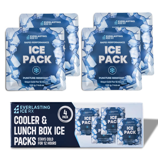 Rapid Performance Reusable Ice Packs for Lunch Boxes, Lunch Bags or Coolers | 4 Pack | Cold for Up to 12 Hours | Ice Packs for Cooler, Long Lasting for Camping, Beach, & School