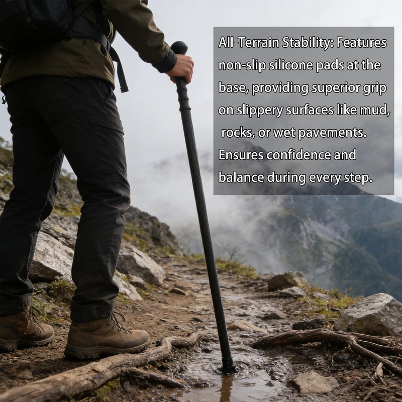 ShangYaSM Cane Hiking Stick Mountaineering Stick Black Walking Hiking Men and Women 35 inches