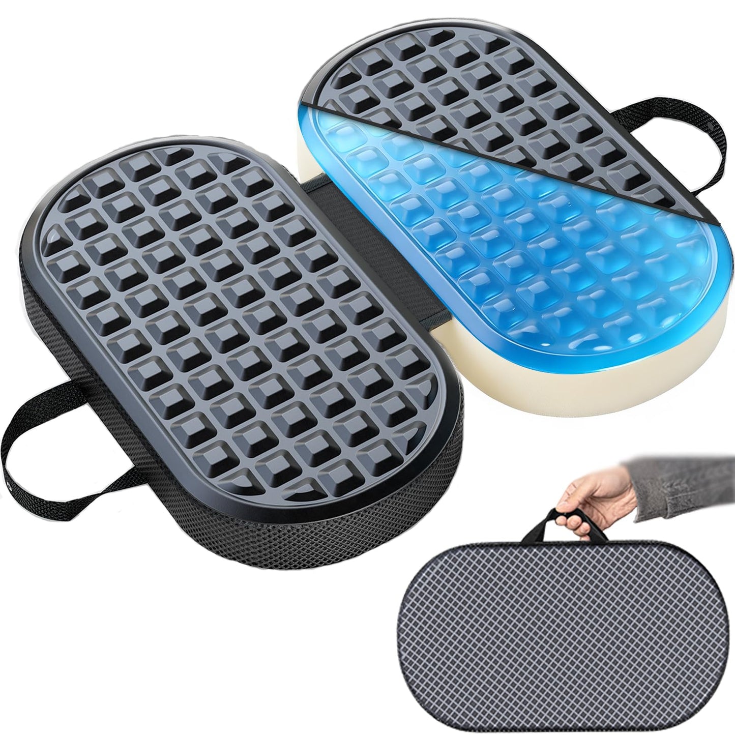 Yalfero Stadium Seats for Bleacher with Folding Memory Foam Seat Cushion, Waterproof Compact Bleacher Seat Cushion,Portable Dual Handles for Indoor Outdoor, Sports Events, Camping(Black)