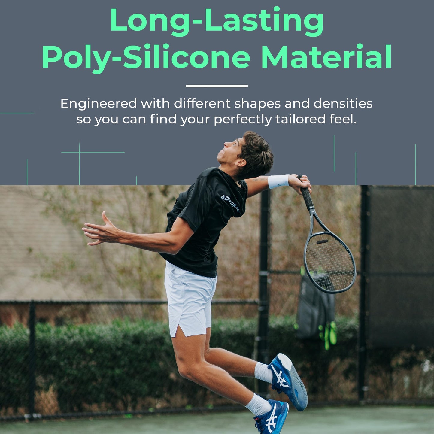 ADV Tennis Dampener with Custom Feel, Racket Shock Absorber to Reduce Vibration and Stay on The Racket, Engineered Poly-Silicone Tennis Racket Dampener, Black, Sorb 3-Pack…