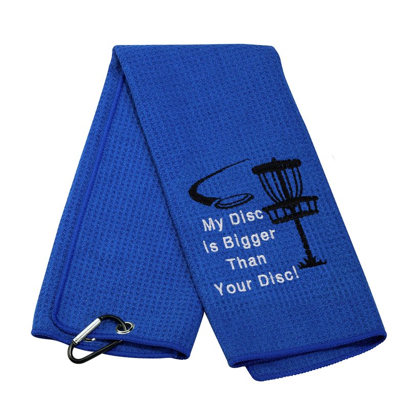 Funny Disc Golf Towel Golf Towel Embroidered Golf Towel Gift My Disc is Bigger Than Your Disc Golf Towel with Clip (Bigger Than Your Disc)